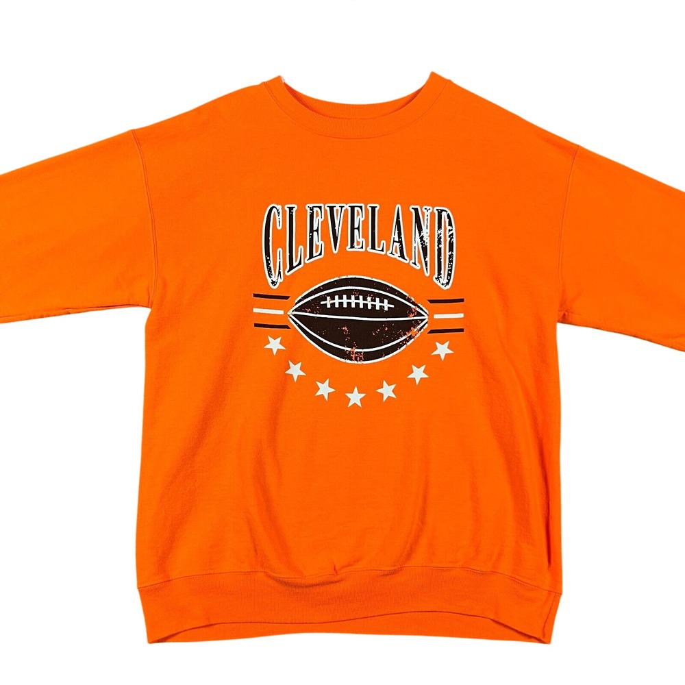 Cleveland Browns Crew Neck Sweatshirt‎ Women's M Orange NFL Emily Roggenburk